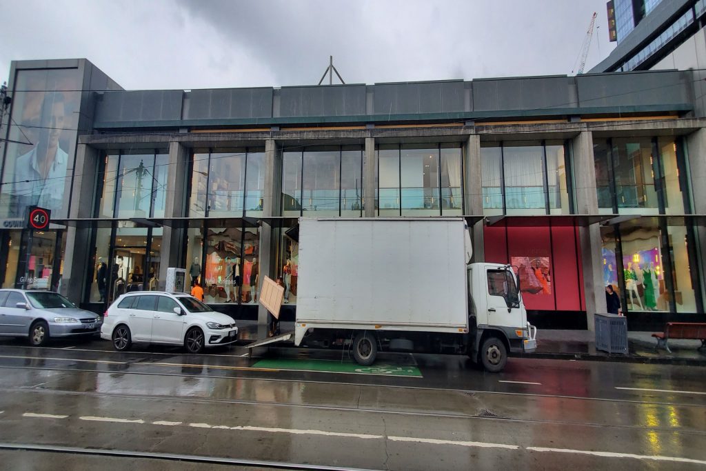 Our moving truck at a commercial relocation