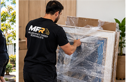 Melbourne Finest Removalists team member wrapping furniture for transport